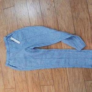 Linen Nicole Miller Crop or Ankle pant New Chambray blue